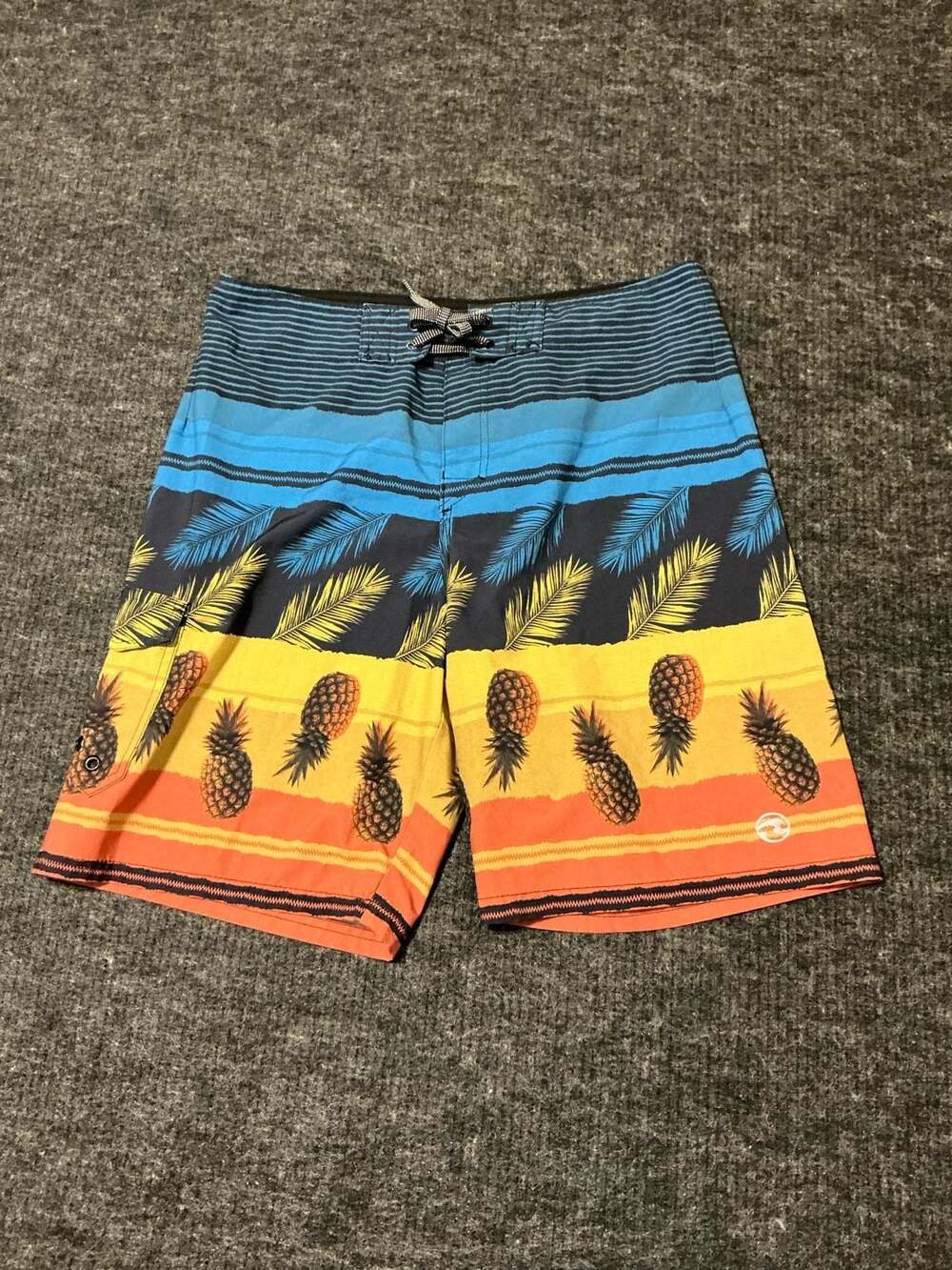 Ocean Current Board Shorts Mens Size 34 Blue Yellow Tropical Pineapple